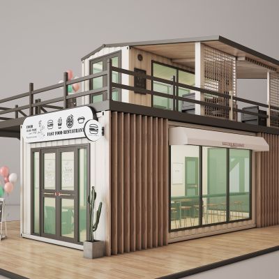 工业风快餐店 咖啡馆 奶茶店3D模型