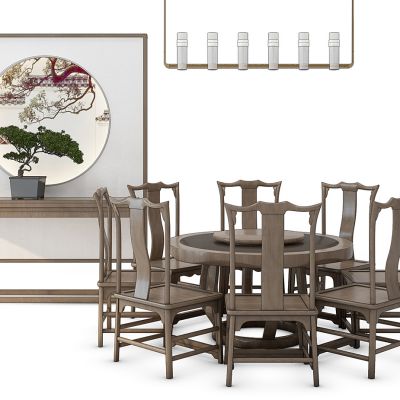 中式餐桌椅组合