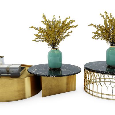 现代金属茶几摆件组合