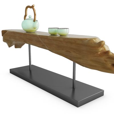 中式树桩茶几茶具