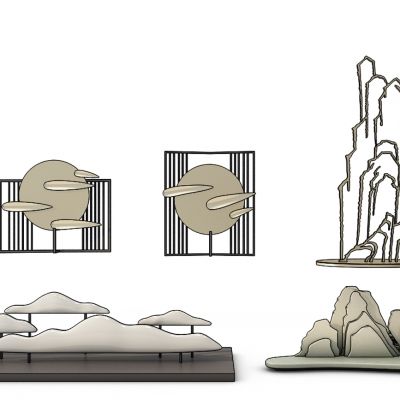 假山石头浮雕铁艺