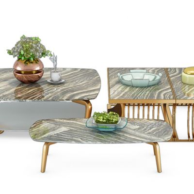 现代金属茶几摆件组合