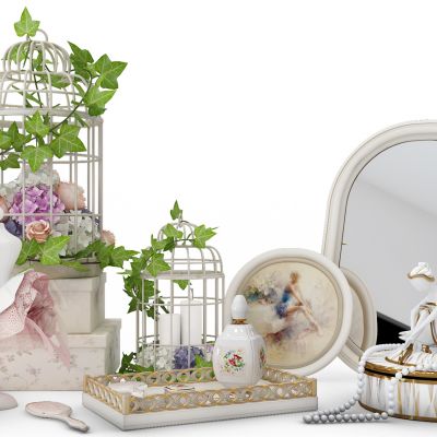 鸟笼植物化妆品陈设品组合