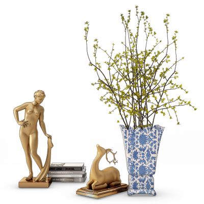 花瓶植物人物雕塑