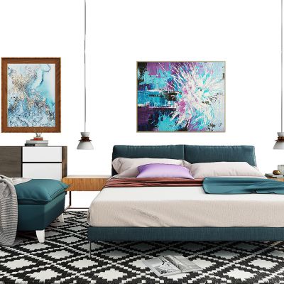 现代床柜子组合