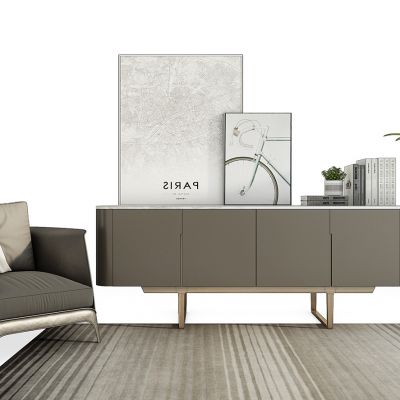 现代电视柜单椅饰品组合