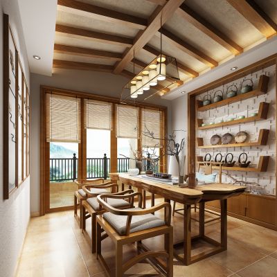 中式茶室茶具摆件