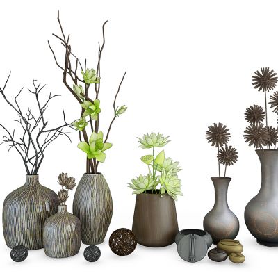 中式花瓶装饰干枝