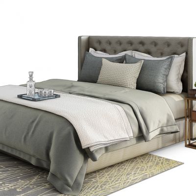 简欧床组合3D模型