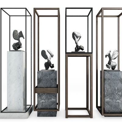 新中式雕塑饰品抽象石头架摆件摆台