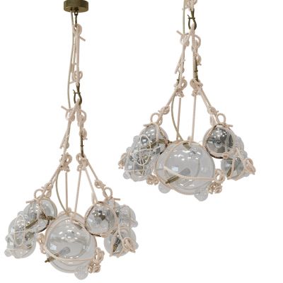 麻绳玻璃球吊灯