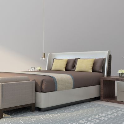 现代床床头柜吊灯组合