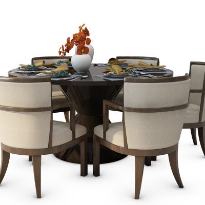 新中式餐座椅吊灯组合