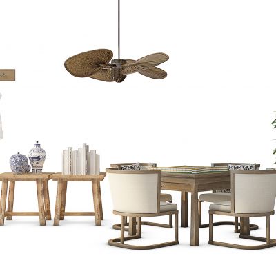 新中式麻将桌风扇灯