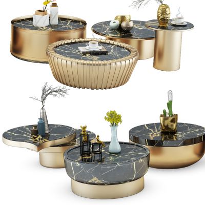 现代金属茶几摆件组合