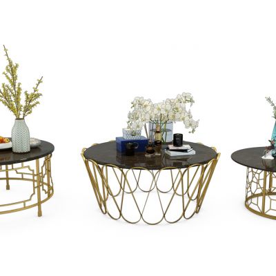 现代金属茶几摆件组合