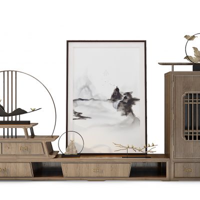 新中式电视柜组合