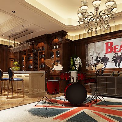 欧式娱乐室架子鼓留声机