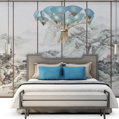 新中式床吊灯组合