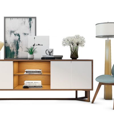 现代电视柜陈设品组合