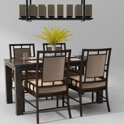 中式餐桌椅组合