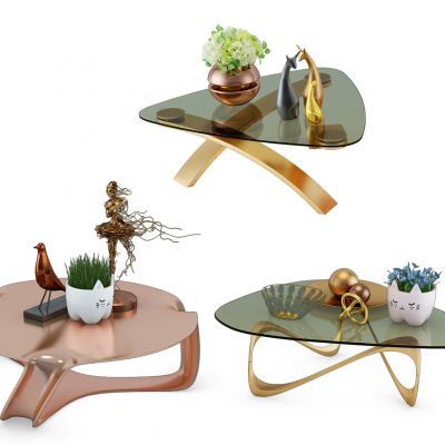 现代金属玻璃摆件组合