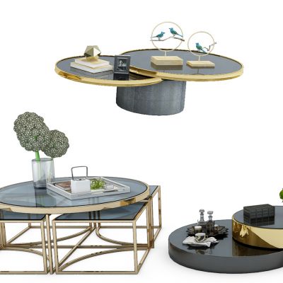 现代金属茶几摆件组合