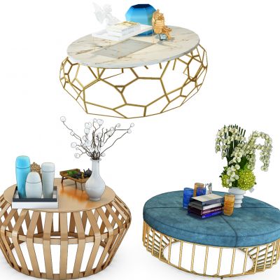 现代金属茶几摆件组合