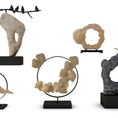 太湖石银杏叶雕塑摆件