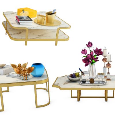 现代金属茶几摆件组合