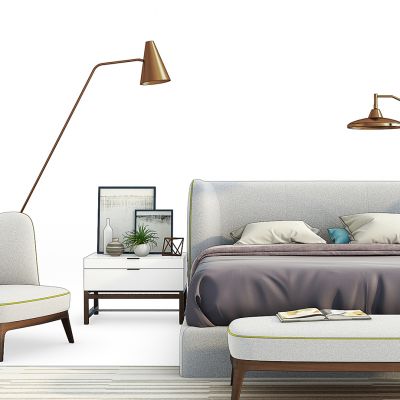 现代床柜子组合