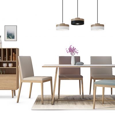 北欧简约边柜桌椅组合