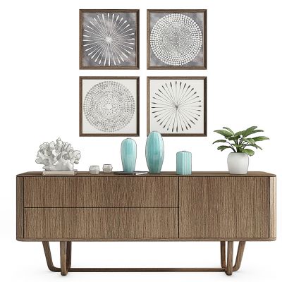 北欧实木电视柜装饰画陶瓷器皿摆件