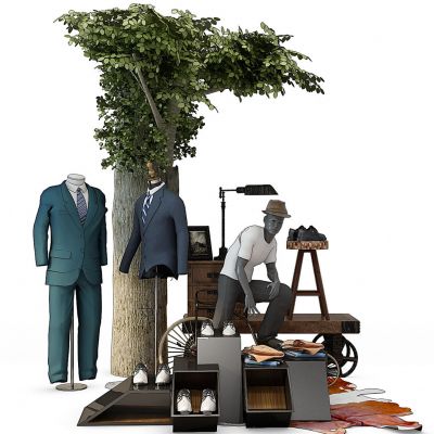 人物模特男装衣服树