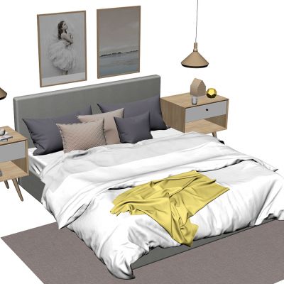 北欧双人床床具组合