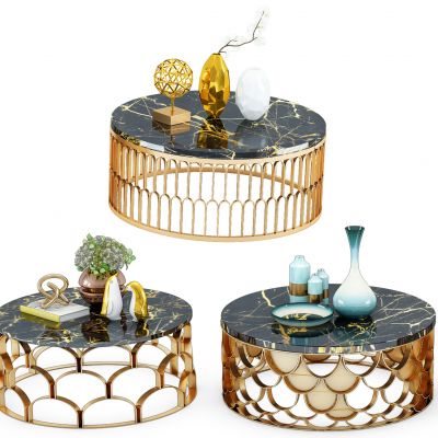 现代金属茶几摆件组合
