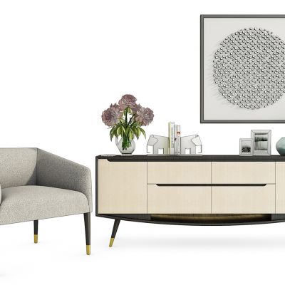 现代电视柜单椅饰品组合