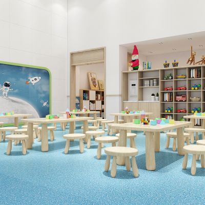 现代幼儿园阅读区3D模型