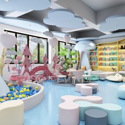 现代幼儿园活动室3D模型