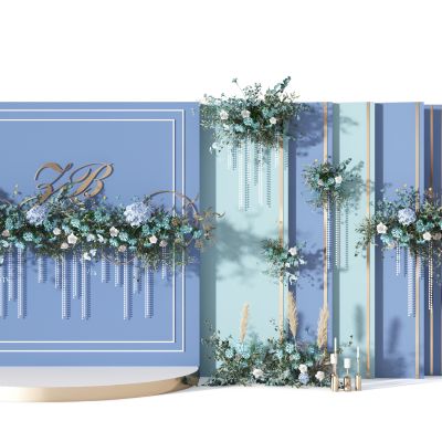 蓝色美陈  植物墙