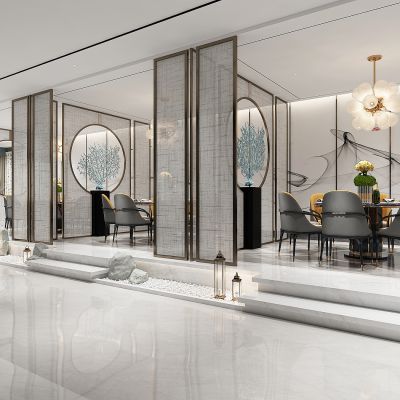 新中式餐厅套间3D模型