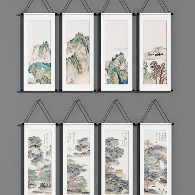 中式卷轴挂画组合