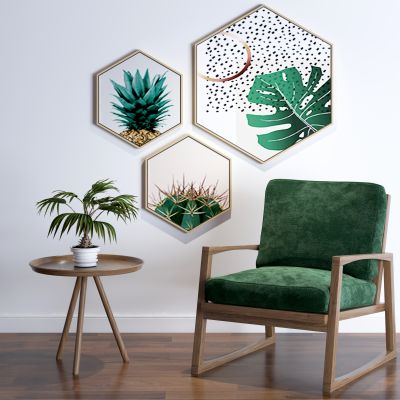 北欧装饰画椅子茶几组合