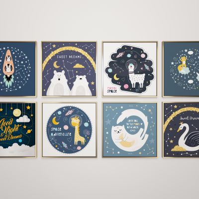 北欧现代 儿童动物卡通挂画