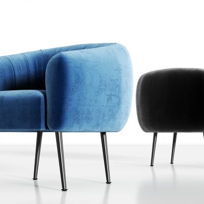 现代轻奢绒布单椅组合