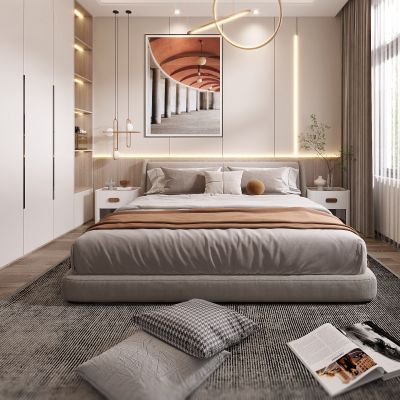 现代卧室，轻奢卧室，卧室，