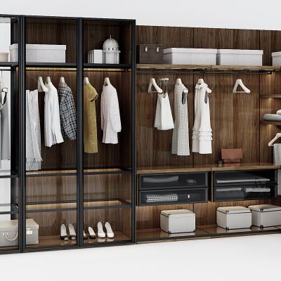 现代衣柜，衣服西服，包包