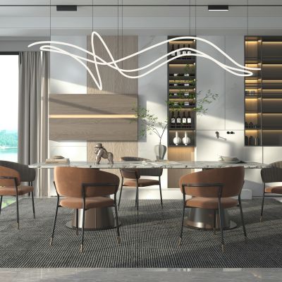 现代轻奢餐厅餐桌椅组合