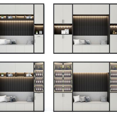 现代卡座酒柜组合