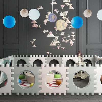 现代儿童娱乐区 围栏娱乐区栅栏气球灯玩具